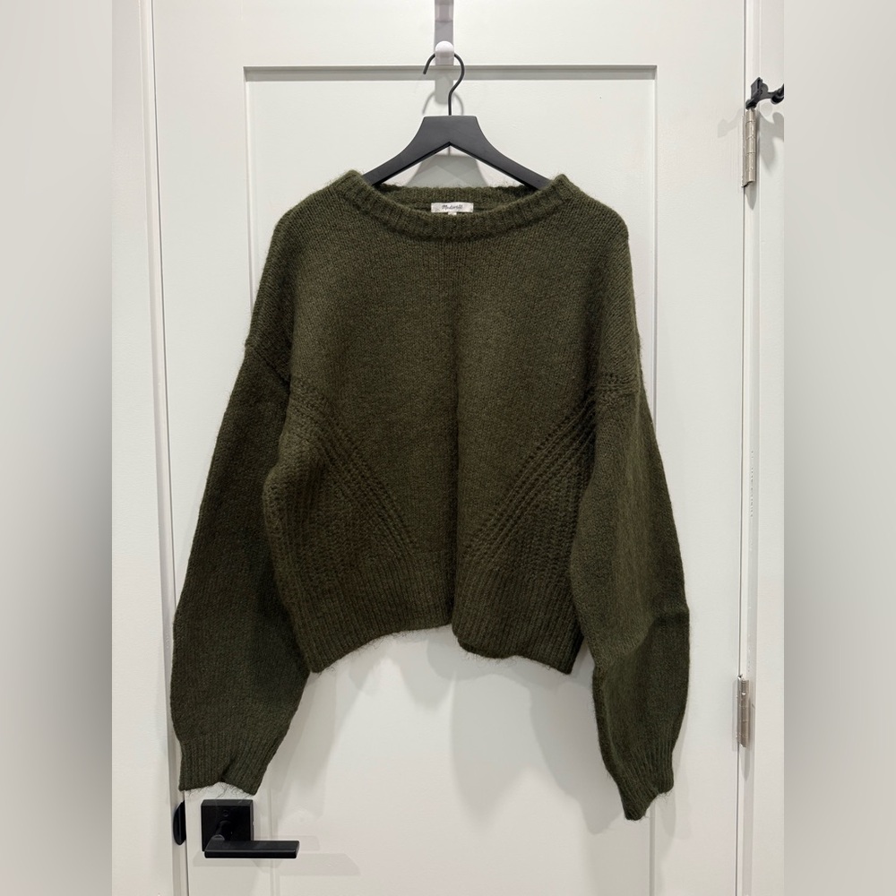 Madewell Heather Dark Olive Wool Bleed Sweater - Lightly Worn